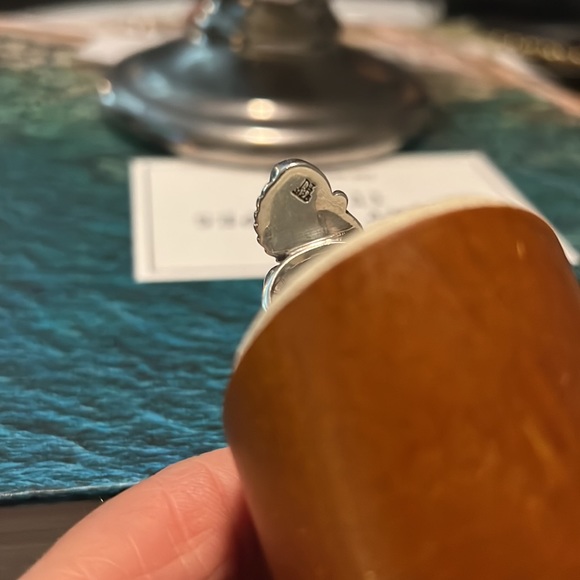 DE signed Navajo 1970’s double coral and double turquoise 925 ring. - Picture 5 of 8